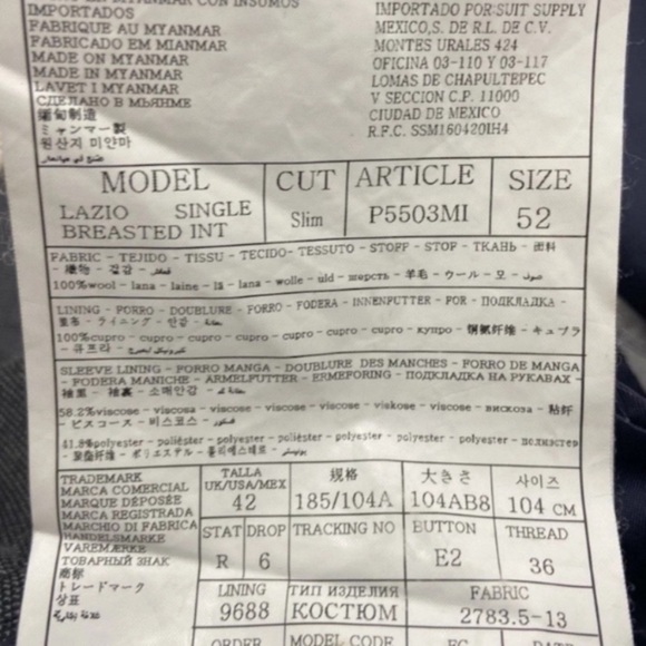 Suitsupply Lazio Blazer 52 Slim Fit Gray Pure Wool Angelico Fabric Single Breast - Picture 9 of 9